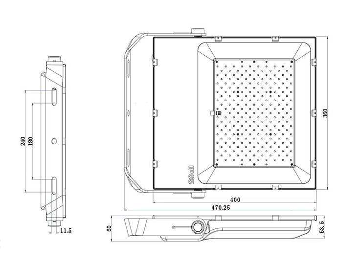 200w led flood light size