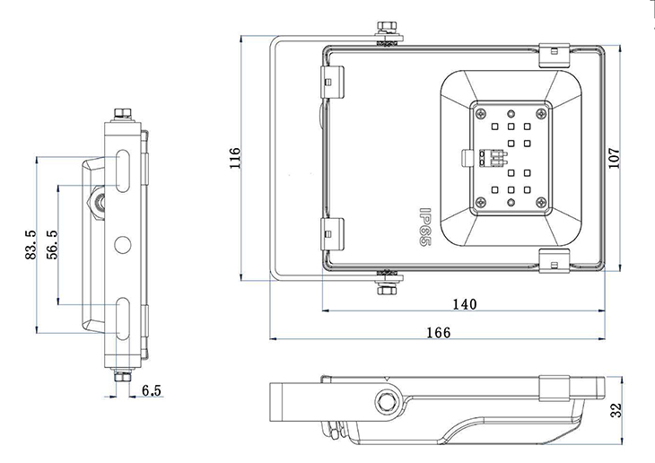 10w led tamanho da luz de inundação