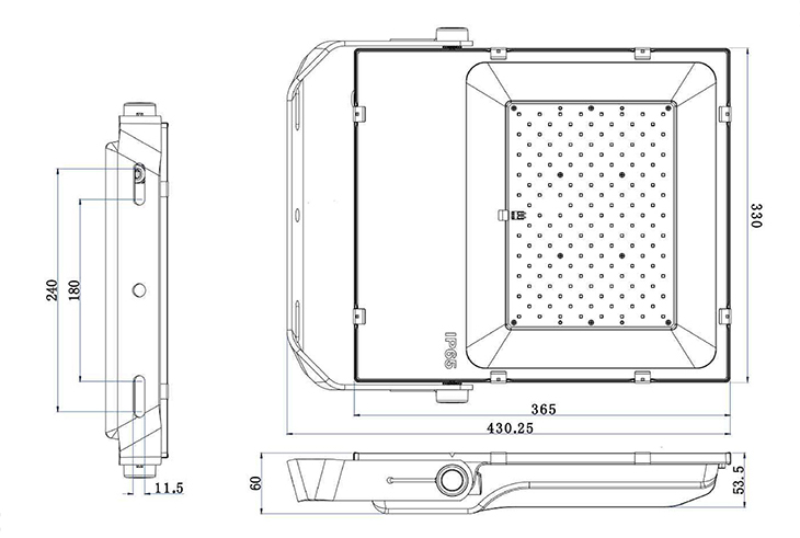 150w led flood dimensione della luce