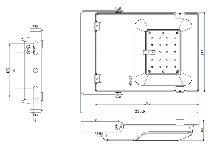 20w led flood dimensione della luce