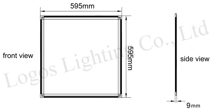 Tepi Lit lampu panel LED Dimmensions