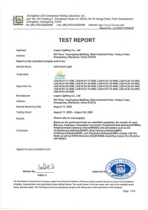 LoghisRapporto RoHS LED per pannello luminoso a LED LogosLED RoHS Report for LED Panel Light