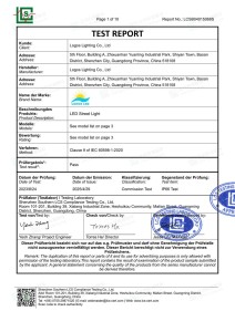 LogosLED IP66 Report for LED Street Light LogosLED IP66 Report for LED Street Light
